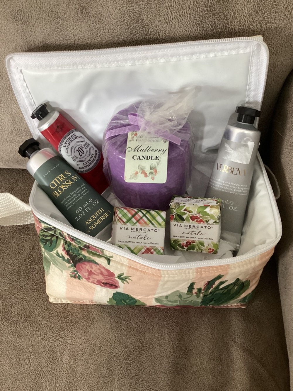 Lotions ,shea soaps France & Italy with  makeup travel bag all New